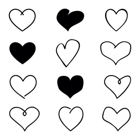 Premium Vector Vector Hand Drawn And Line Heart Icons Set On White