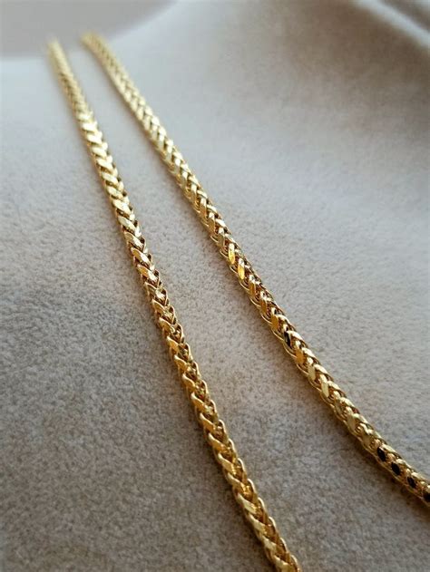 18K Solid Gold Franco Chain Necklace Real 18K Gold Franco Chain