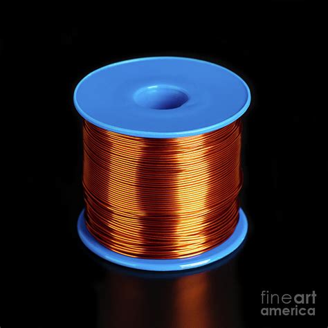 Coil with copper wire, enamelled and insulated copper winding wire Photograph by Peter Hermes ...