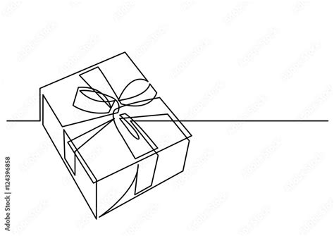 continuous line drawing of Christmas present Stock Vector | Adobe Stock