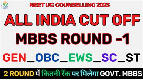 MCC NEET All India Quota 2023 Second Round CUT OFF Category Wise 2022