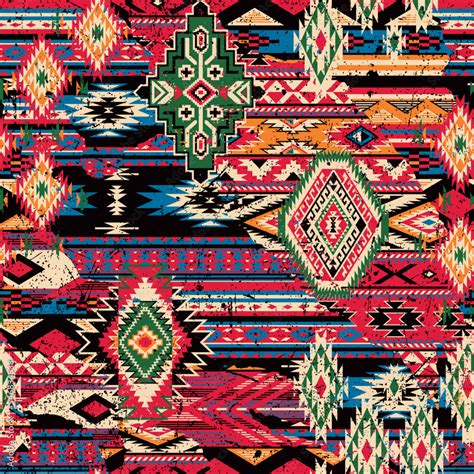 Vecteur Stock Native American Traditional Fabric Patchwork Grunge