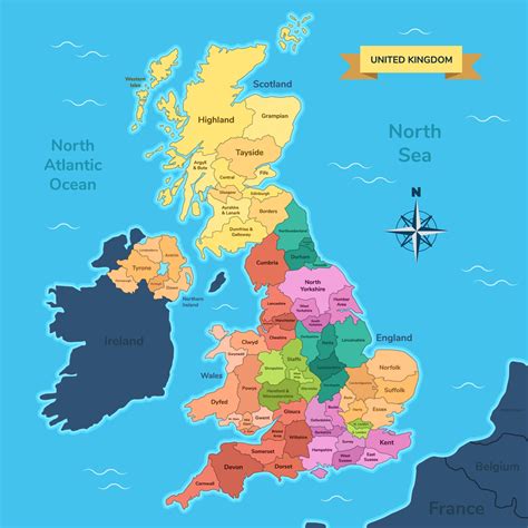 Map of United Kingdom Region 19584347 Vector Art at Vecteezy