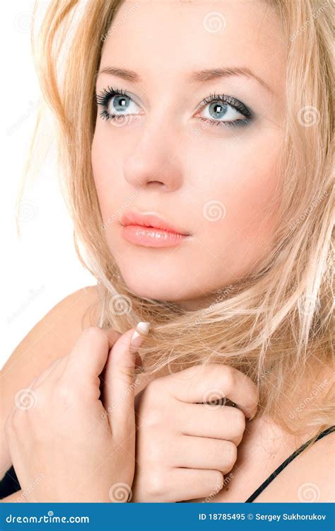 Closeup Portrait Of A Lovely Pretty Blonde Stock Image Image Of