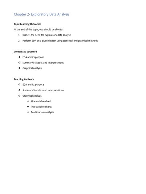 Chapter 2 Exploratory Data Analysis Notes Pdf