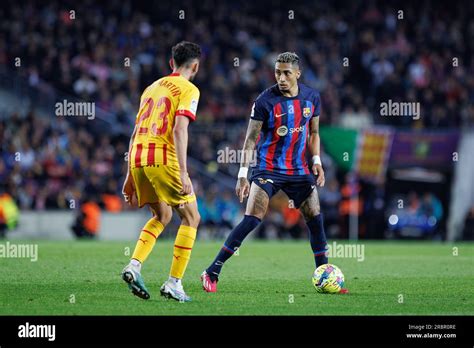 Barcelone Apr Raphinha En Action Pendant Le Match Laliga Entre