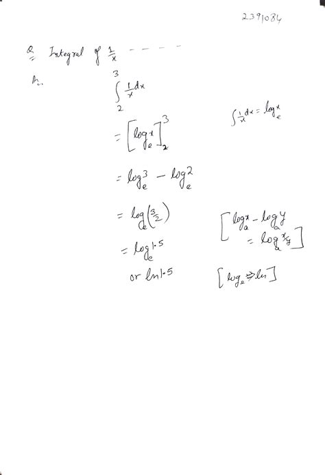 What Is Integral Of 1 X Dx Upper Limit 3 Lower Limit 2