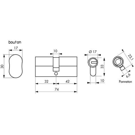 THIRARD Cylindre FEDERAL S Bouton 30x40mm Sn 5 Cles