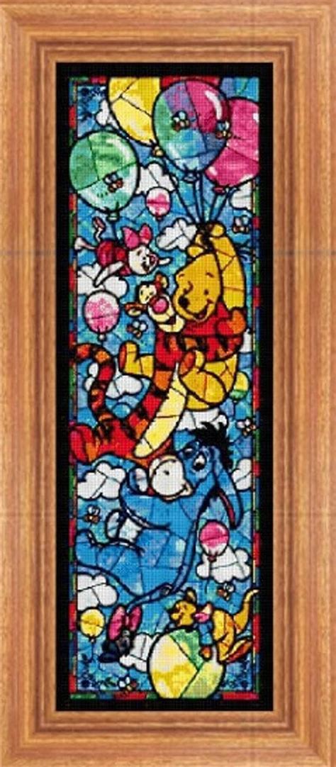 Winnie The Pooh Stained Glass Cross Stitch Pattern Stained Etsy