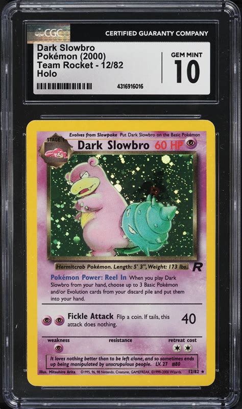 2000 Pokemon Team Rocket Holo Dark Slowbro 12 CGC 10 GEM MINT Weekly