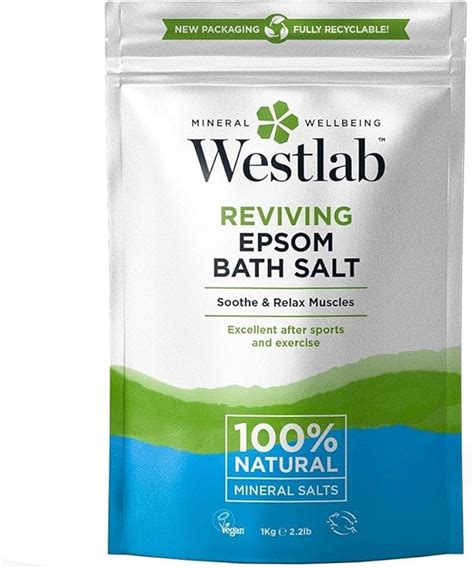 Westlab Reviving Epsom Salt 1kg Resealable Pouch Pure And Unscented Uk Beauty