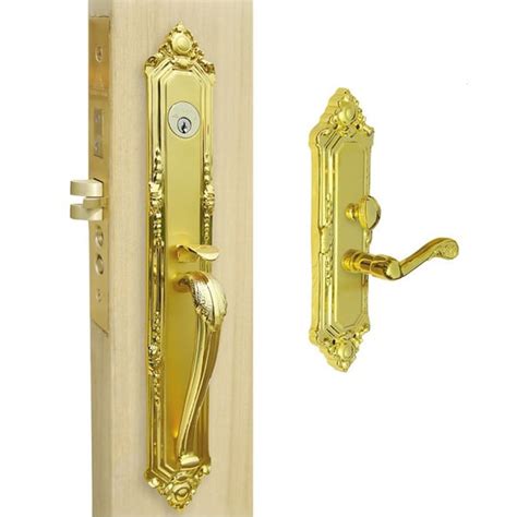 Double Hill Polished Brass Mortise Lock Keyed Entry Door Handleset At