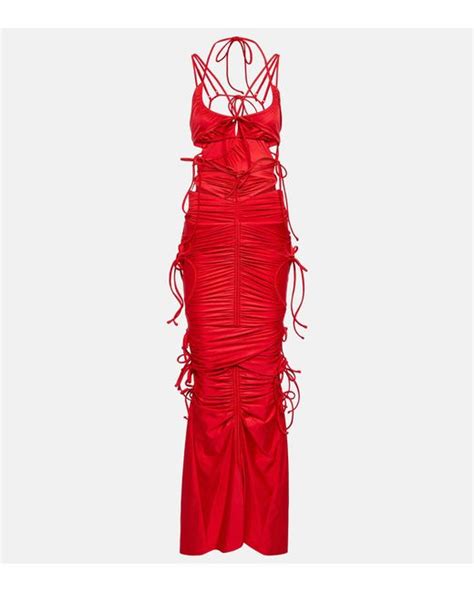 Balenciaga Patched Bikini Cutout Maxi Dress In Red Lyst
