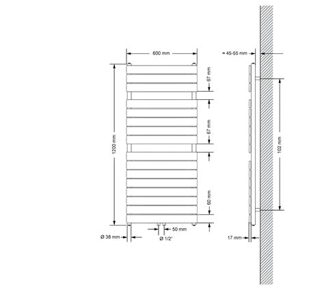 ECD Germany Radiateur Design Steam Non Électrique 600x1200 mm Blanc