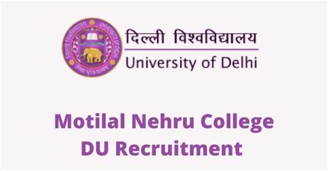 Motilal Nehru College Du Assistant Professor Recruitment 2023