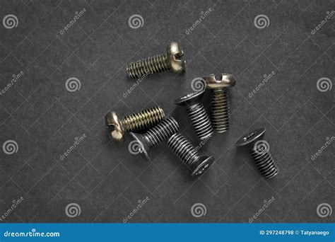 Screws On Black Background Stock Photo Image Of Closeup 297248798