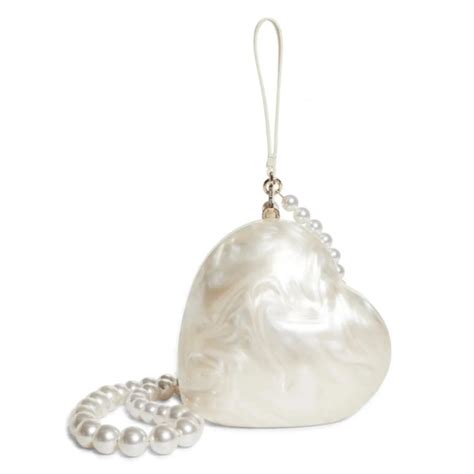 Fiadh Heart Pearl Resin Clutch Pearls Evening Clutch Bag Pendant