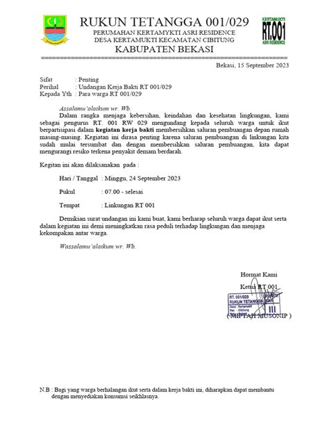 Surat Undangan Kerja Bakti 170923 Pdf