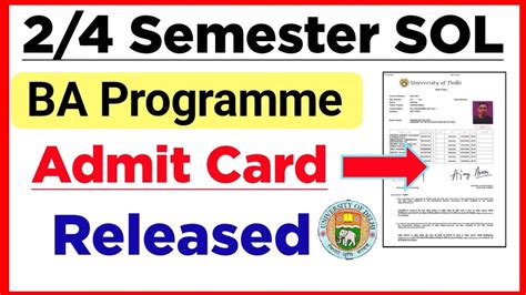 Sol Ba Prog Semester Admit Card Release May June Exam Sol