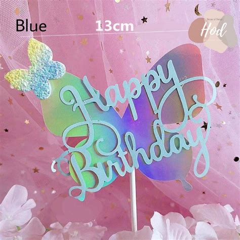 Topper Kupu Kilau Glitter Tulisan Happy Birthday Hiasan Kue Tema