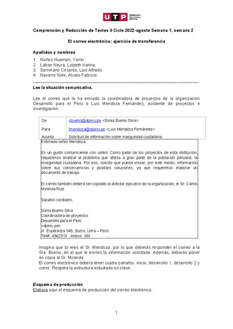 El correo electrónico Comprensión y Redacción de Textos II Ciclo 2022