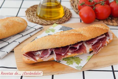 Bocadillo de jamón ibérico con tomate y aceite riquísimo Recetas