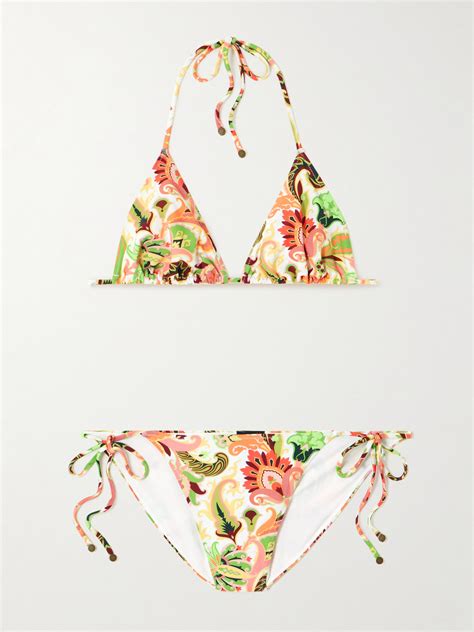 Etro Printed Triangle Bikini In Multi ModeSens