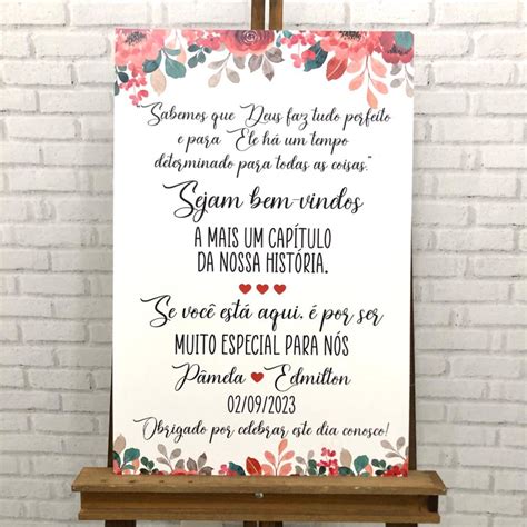 Placa Casamento Bem vindos Recepção Convidados Elo7