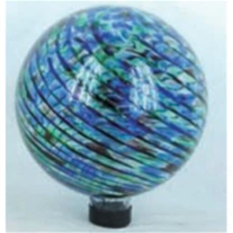 Northlight 33377048 10 In Green Blue And Black Striped Glass Outdoor Patio Garden Gazing Ball 1