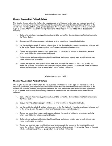 Political Culture Definition Ap Gov