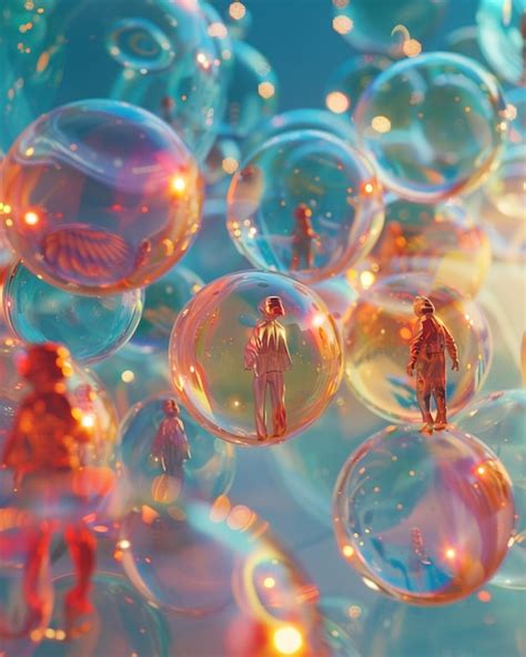 Premium Photo A 3d Scene With Characters Inside Their Own Bubbles