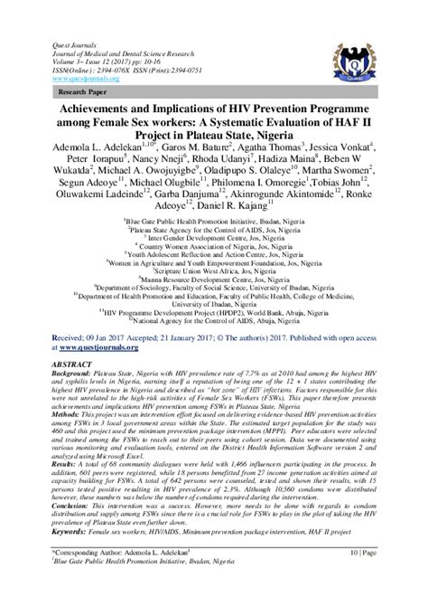 Pdf Achievements And Implications Of Hiv Prevention Programme Among