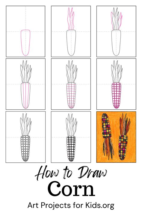 Easy How To Draw Corn Tutorial Video And Corn Coloring Page