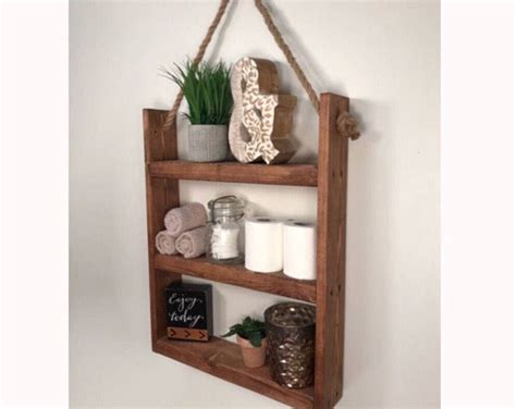 Rustic Hanging Ladder Shelf Etsy