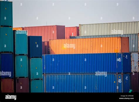 Container Yard and Crane Stock Photo - Alamy