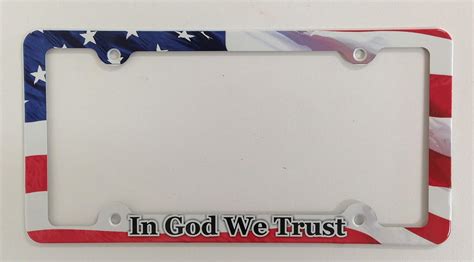 In God We Trust License Plate Frame American Flag Decorative License Plate Holder