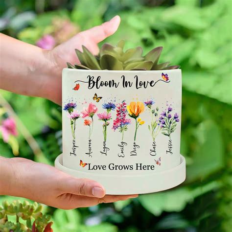 Custom Birth Month Flower Plant Pot Grandmas Garden Plant Pot Mothers