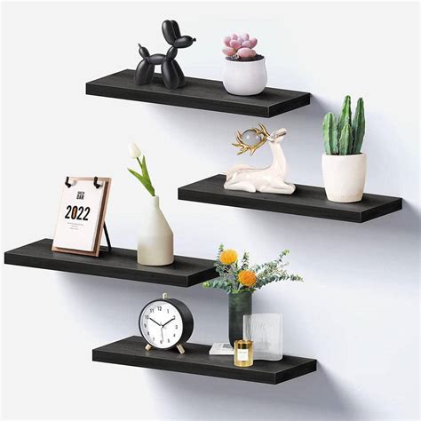 Cubilan 16 In W X 6 In D Black Wood Composite Decorative Wall Shelf