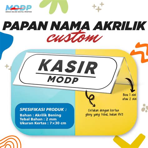 Jual Papan Nama Meja Akrilik Name Desk 1 Sisi Print Tulisan