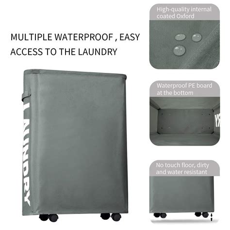 Chrislley 45l Slim Rolling Laundry Hamper Thin Laundry Basket With