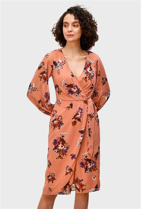 Shop Floral Print Georgette Wrap Dress Eshakti