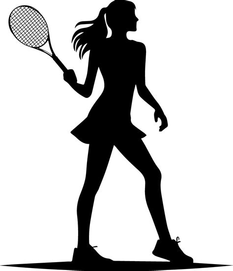 Female Tennis Player Vector Silhouette Illustration 16 34715332 Vector