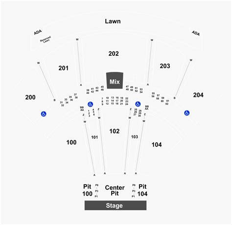 Concord Pavilion Seating Chart With Seat Numbers | Elcho Table