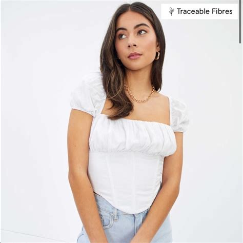 Glassons Tops Glassons White Ruched Linen Corset Poshmark