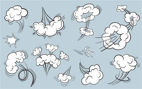 Speed Cloud Motion Effect Cartoon Comic Line Clouds Moving Smoke Puf