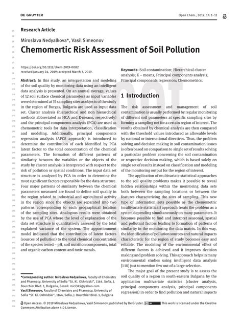 Pdf Chemomertic Risk Assessment Of Soil Pollution