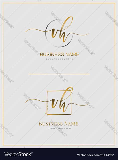 V H Vh Initial Handwriting Logo Letter Royalty Free Vector