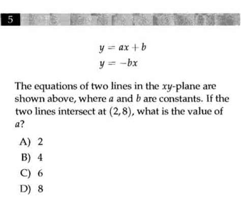 Solved 5 Y Ax B Y Bx The Equations Of Two Lines In The Xy Plane Are