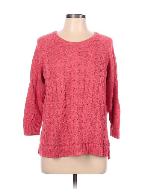 Talbots Color Block Solid Pink Pullover Sweater Size L 76 Off ThredUP