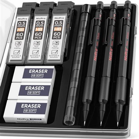 Nicpro Pcs Mm Mechanical Pencils Set Professional Metal Artist